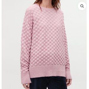 COS Dusty Pink Bubble Stitch Oversized Wool Jumper Sweater Small Quiet Luxury
